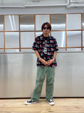 「HYSTERIC GLAMOUR（ヒステリックグラマー）の【26～28cm】サイドジップ ハイカットスニーカー（スニーカー）」を使った、京都くんさん（メンズ・172cm）の夏コーディネート