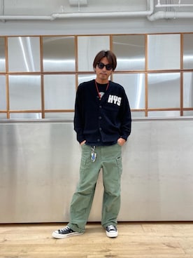 「HYSTERIC GLAMOUR（ヒステリックグラマー）の【26～28cm】サイドジップ ハイカットスニーカー（スニーカー）」を使った、京都くんさん（メンズ・172cm）の夏コーディネート