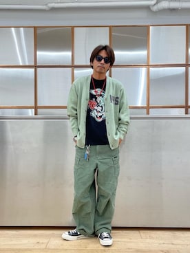 「HYSTERIC GLAMOUR（ヒステリックグラマー）の【26～28cm】サイドジップ ハイカットスニーカー（スニーカー）」を使った、京都くんさん（メンズ・172cm）の夏コーディネート