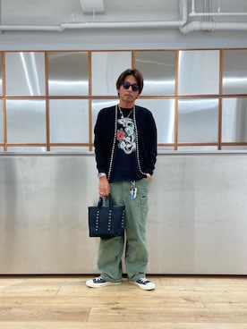 「アイテム（カーゴパンツ）」を使った、京都くんさん（メンズ・172cm）の夏コーディネート