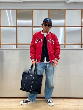 「アイテム（スタジャン）」を使った、京都くんさん（メンズ・172cm）の夏コーディネート