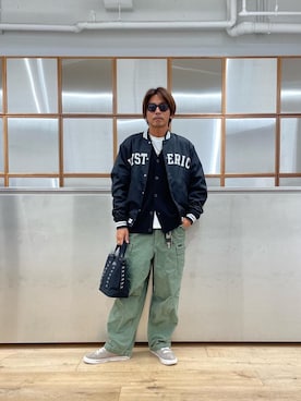 「アイテム（スタジャン）」を使った、京都くんさん（メンズ・172cm）の夏コーディネート