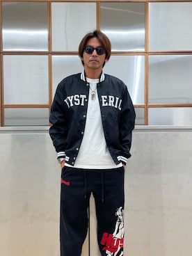 「アイテム（スタジャン）」を使った、京都くんさん（メンズ・172cm）の秋コーディネート