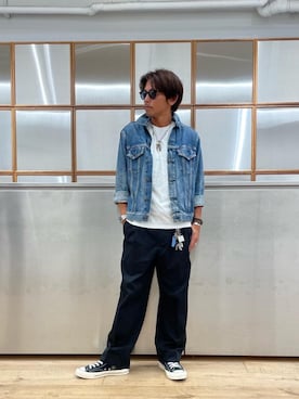 「HYSTERIC GLAMOUR（ヒステリックグラマー）のCIRCLE HEAD Tシャツ2PACS（Tシャツ/カットソー）」を使った、京都くんさん（メンズ・172cm）の秋コーディネート