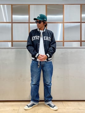 「アイテム（スタジャン）」を使った、京都くんさん（メンズ・172cm）の秋コーディネート
