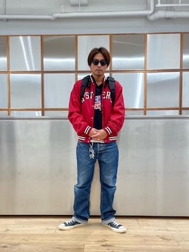 「アイテム（スタジャン）」を使った、京都くんさん（メンズ・172cm）の秋コーディネート