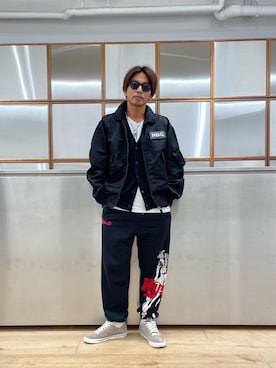 「アイテム（ミリタリージャケット）」を使った、京都くんさん（メンズ・172cm）の秋コーディネート