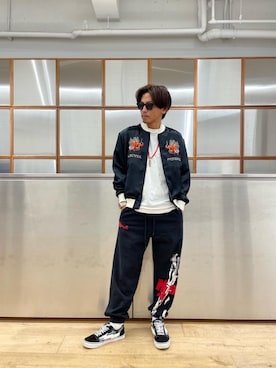 「アイテム（スウェットパンツ）」を使った、京都くんさん（メンズ・172cm）の秋コーディネート