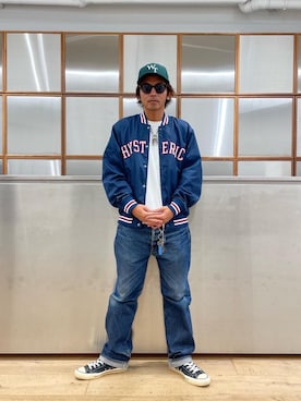 「アイテム（スタジャン）」を使った、京都くんさん（メンズ・172cm）の秋コーディネート
