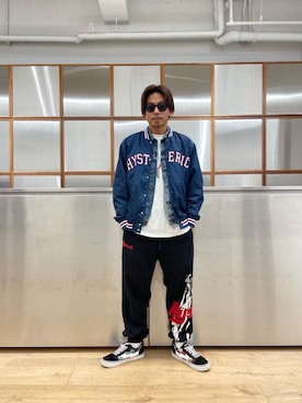 「アイテム（スタジャン）」を使った、京都くんさん（メンズ・172cm）の秋コーディネート