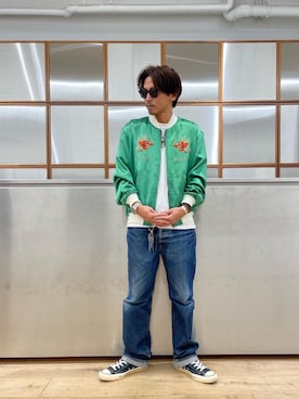 「HYSTERIC GLAMOUR（ヒステリックグラマー）の【26～28cm】サイドジップ ハイカットスニーカー（スニーカー）」を使った、京都くんさん（メンズ・172cm）の秋コーディネート