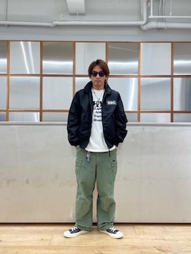 「アイテム（ミリタリージャケット）」を使った、京都くんさん（メンズ・172cm）の秋コーディネート