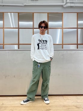 「HYSTERIC GLAMOUR（ヒステリックグラマー）の【26～28cm】サイドジップ ハイカットスニーカー（スニーカー）」を使った、京都くんさん（メンズ・172cm）の秋コーディネート
