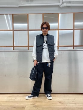 「HYSTERIC GLAMOUR（ヒステリックグラマー）の【26～28cm】サイドジップ ハイカットスニーカー（スニーカー）」を使った、京都くんさん（メンズ・172cm）の秋コーディネート