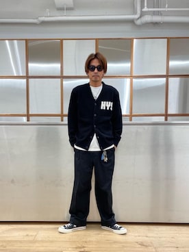 「HYSTERIC GLAMOUR（ヒステリックグラマー）の【26～28cm】サイドジップ ハイカットスニーカー（スニーカー）」を使った、京都くんさん（メンズ・172cm）の秋コーディネート