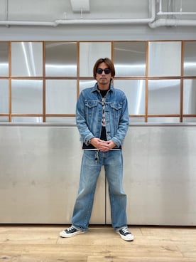 「HYSTERIC GLAMOUR（ヒステリックグラマー）の【26～28cm】サイドジップ ハイカットスニーカー（スニーカー）」を使った、京都くんさん（メンズ・172cm）の秋コーディネート