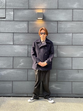 「アイテム（ピーコート）」を使った、京都くんさん（メンズ・172cm）の秋コーディネート
