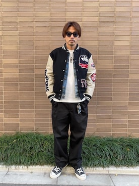 「アイテム（スタジャン）」を使った、京都くんさん（メンズ・172cm）の冬コーディネート