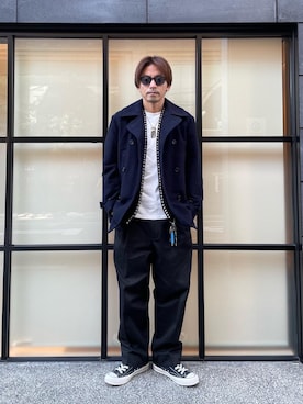 「Pコート」｜「アイテム（財布/小物）」を使った、京都くんさん（メンズ・172cm）の冬コーディネート