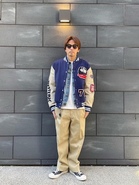 「アイテム（スタジャン）」を使った、京都くんさん（メンズ・172cm）の冬コーディネート