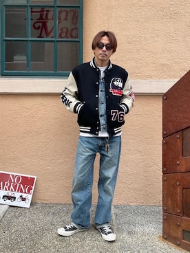 「アイテム（スタジャン）」を使った、京都くんさん（メンズ・172cm）の冬コーディネート