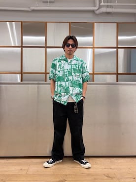 「HYSTERIC GLAMOUR（ヒステリックグラマー）のMARVIN Ⅱ（サングラス、ブラック系）」を使った、京都くんさん（メンズ・173cm）の夏コーディネート
