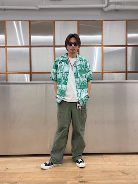 「HYSTERIC GLAMOUR（ヒステリックグラマー）のMARVIN Ⅱ（サングラス、ブラック系）」を使った、京都くんさん（メンズ・173cm）の夏コーディネート