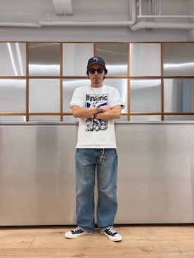 「HYSTERIC GLAMOUR（ヒステリックグラマー）のMARVIN Ⅱ（サングラス、ブラック系）」を使った、京都くんさん（メンズ・173cm）の夏コーディネート