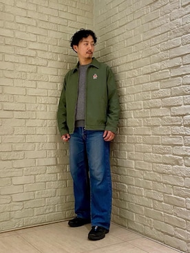 ブルゾン（グリーン系）を使った「アメカジ」のメンズ人気ファッション