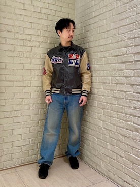 「ラフコーデ」｜「アイテム（スタジャン）」を使った、HIDEさん（メンズ・172cm）の冬コーディネート
