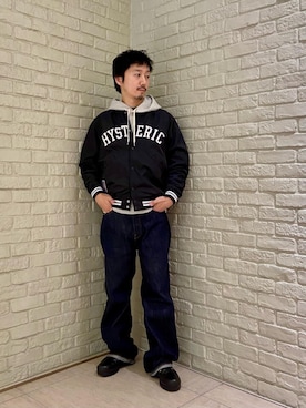 「アイテム（スタジャン）」を使った、HIDEさん（メンズ・172cm）の夏コーディネート