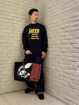 「アイテム（トートバッグ）」を使った、HIDEさん（メンズ・172cm）の秋コーディネート