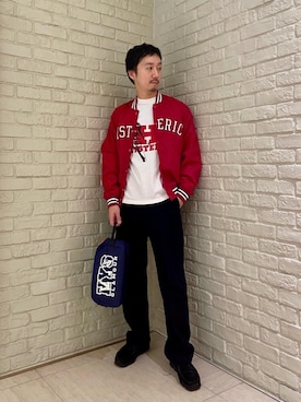 「アイテム（ポーチ）」を使った、HIDEさん（メンズ・172cm）の秋コーディネート