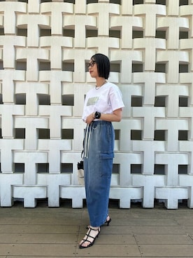 「Vicente（ヴィセンテ）のアイテム（Tシャツ/カットソー）」を使った、Vicente👖さん（レディース・163cm）の夏コーディネート
