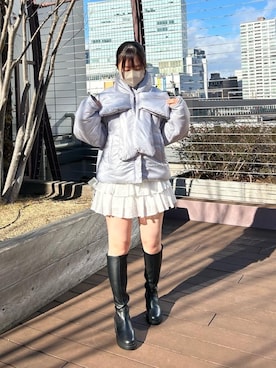 「ブルべ夏」｜「アイテム（スウェット）」を使った、hoooooonoさん（レディース・158cm）の冬コーディネート