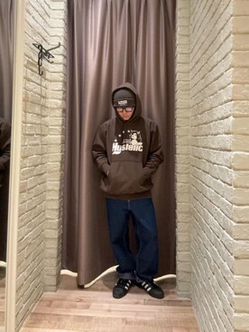 「ワイドパンツ 」｜「アイテム（ニットキャップ/ビーニー）」を使った、hysteric0717さん（メンズ・163cm）の秋コーディネート