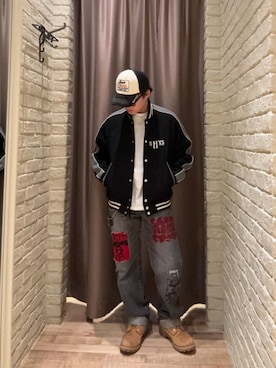 「HYSTERIC GLAMOUR（ヒステリックグラマー）のアイテム（ブルゾン）」を使った、hysteric0717さん（メンズ・163cm）の冬コーディネート