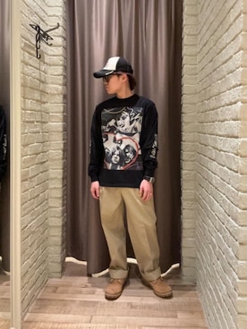 「ワイドパンツ 」｜「アイテム（チノパンツ）」を使った、hysteric0717さん（メンズ・163cm）の冬コーディネート