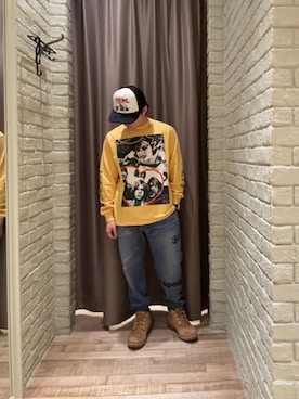 「HYSTERIC GLAMOUR（ヒステリックグラマー）のアイテム（スウェットパンツ）」を使った、hysteric0717さん（メンズ・163cm）の冬コーディネート