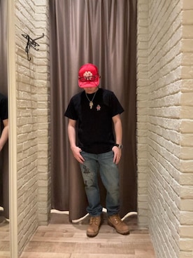 ヒステリックグラマー FINEST QUALITYヒスガール キャップ帽子レッド HYSTERIC GLAMOUR（ヒステリックグラマー）の「HYS HATワッペン