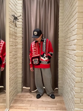 「アイテム（その他アウター、レッド系）」を使った、hysteric0717さん（メンズ・163cm）の秋コーディネート