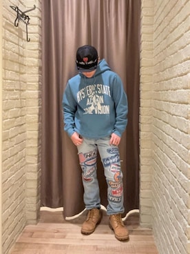 「アイテム（パーカー）」を使った、hysteric0717さん（メンズ・163cm）の冬コーディネート