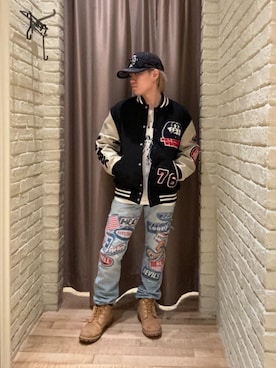 「アイテム（スタジャン）」を使った、hysteric0717さん（メンズ・163cm）の冬コーディネート