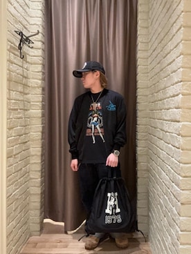 「HYSTERIC GLAMOUR（ヒステリックグラマー）のHYS SOUND メッシュキャップ（キャップ、ブラック系）」を使った、hysteric0717さん（メンズ）の春コーディネート