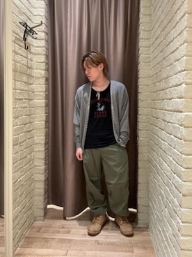 「HYSTERIC GLAMOUR（ヒステリックグラマー）のスタッズ カーディガン（ニット/セーター、グレー系）」を使った、hysteric0717さん（メンズ）の春コーディネート