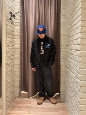 「HYSTERIC GLAMOUR（ヒステリックグラマー）のSUPER HYS LEAGUE ドリズラージャケット（ブルゾン、ブラック系）」を使った、hysteric0717さん（メンズ）の春コーディネート
