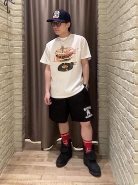 「HYSTERIC GLAMOUR（ヒステリックグラマー）のWOMAN BANANAワッペン オールメッシュキャップ（キャップ、ブルー系）」を使った、hysteric0717さん（メンズ）の夏コーディネート