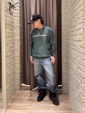 「HYSTERIC GLAMOUR（ヒステリックグラマー）のRESIZE加工 デニムストレートパンツ（デニムパンツ、ブルー系）」を使った、hysteric0717さん（メンズ）の夏コーディネート