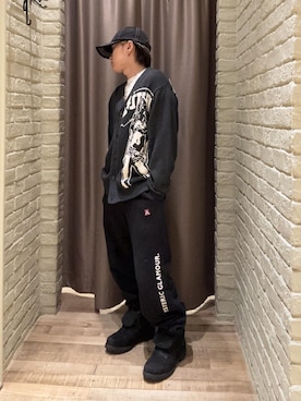 「HYSTERIC GLAMOUR（ヒステリックグラマー）のHYS LOGO スウェットパンツ（スウェットパンツ、ブラック系）」を使った、hysteric0717さん（メンズ）の夏コーディネート