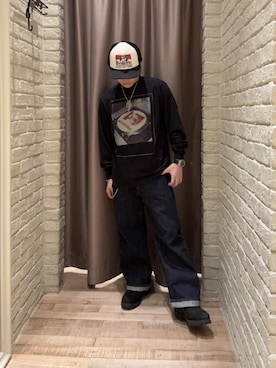 「HYSTERIC GLAMOUR（ヒステリックグラマー）のGUITAR GIRL メッシュキャップ（キャップ、ブラック系）」を使った、hysteric0717さん（メンズ）の夏コーディネート